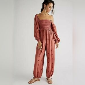 Free People Dahlia Embroidered Jumpsuit, XS